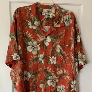 Caribbean Joe Mens Hawaiian Shirt Red Floral Tropical Size 4XLT